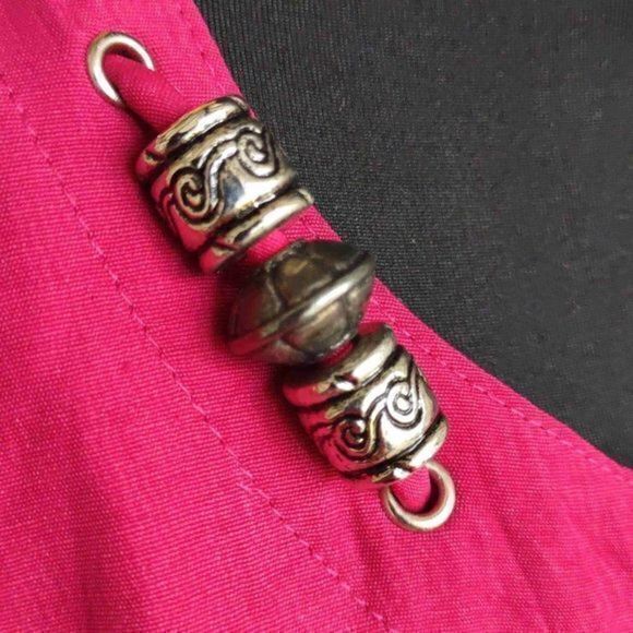 Vintage 1990s Scarlett Button Up Fusia Maxi with Silver Detail - See Measurement - Picture 14 of 16